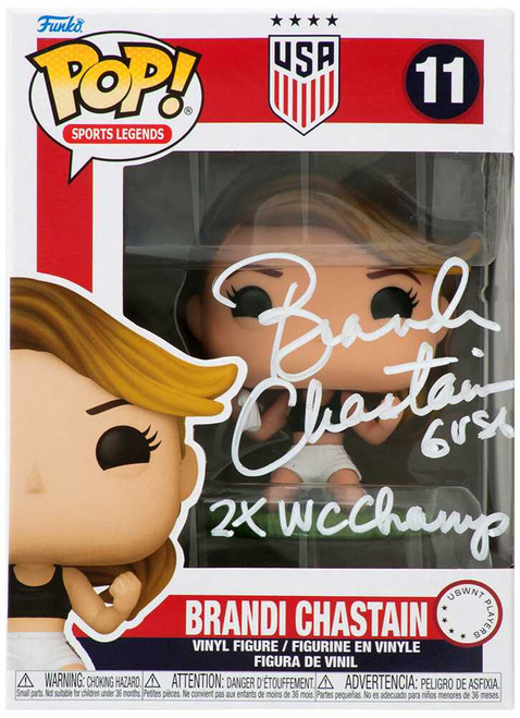 Brandi Chastain Signed USA Women's Soccer Funko Pop #11 w/2x WC Champs - Schwartz Authenticated