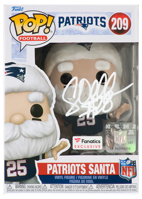 Corey Dillon Signed New England Patriots 'SANTA' Funko Pop  #209 - Schwartz Authenticated