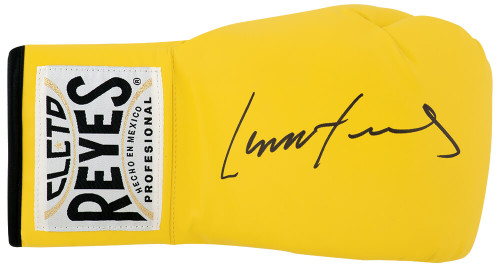 Lennox Lewis Signed Clete Reyes Yellow Boxing Glove - Schwartz Authenticated