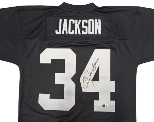 Oakland Raiders Bo Jackson Autographed Black Authentic Mitchell & Ness 1988 Throwback Jersey Size L Beckett BAS Witness Stock #230007