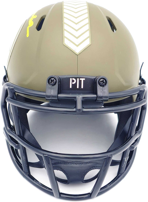 Terry Bradshaw Autographed Pittsburgh Steelers Army Green Salute to Service Speed Mini Helmet Beckett BAS Witness Stock #230084