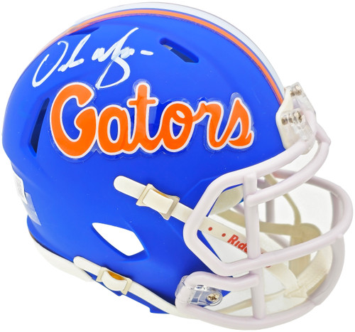 Urban Meyer Autographed Florida Gators Blue Speed Mini Helmet Beckett BAS Witness Stock #230115