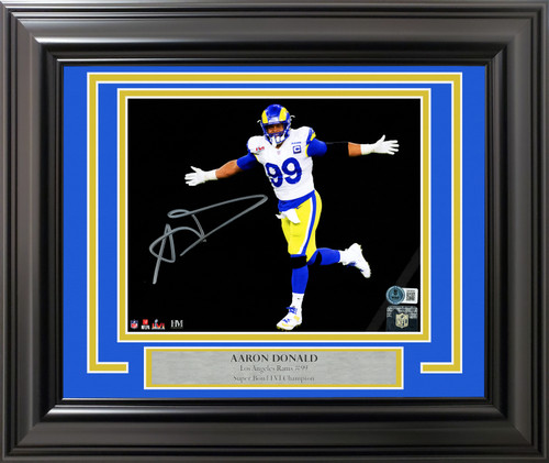 Aaron Donald Autographed Framed 8x10 Photo Los Angeles Rams Spotlight Beckett BAS Witness