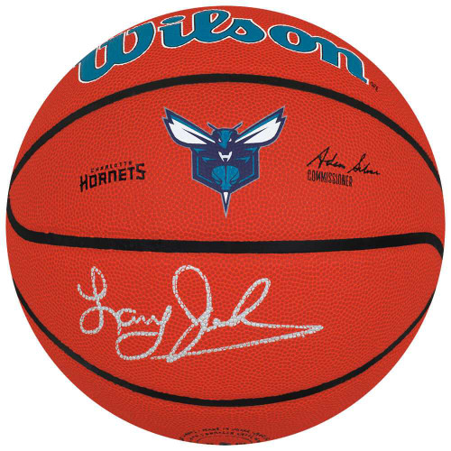 Larry Johnson Signed Charlotte Hornets Logo Wilson NBA Basketball - Schwartz Authenticated