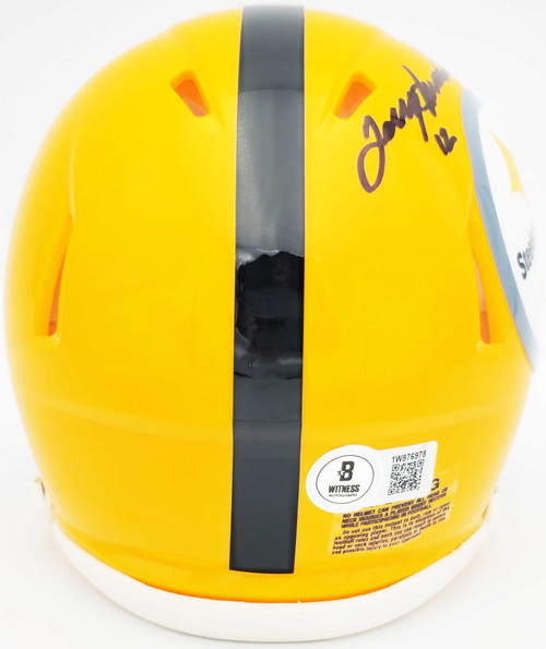 Terry Bradshaw Autographed Pittsburgh Steelers Yellow Speed Mini Helmet Beckett BAS Witness Stock #230229