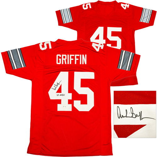 Ohio State Buckeyes Archie Griffin Autographed Red Jersey "HT 1974/75" Beckett BAS Witness
