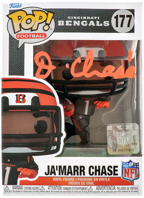 Ja'Marr Chase Signed Cincinnati Bengals NFL Funko Pop Doll #177 - Beckett