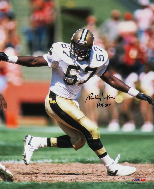 Rickey Jackson Signed New Orleans Saints Action 16x20 Photo w/HOF 2010 - Schwartz Authenticated