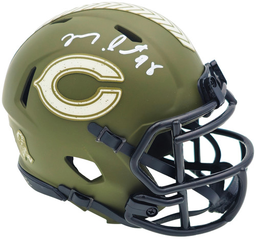 Montez Sweat Autographed Chicago Bears Army Green Salute to Service Speed Mini Helmet JSA Stock #232848