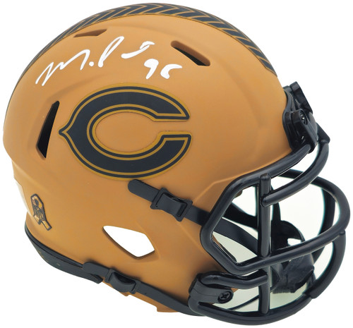 Montez Sweat Autographed Chicago Bears Camo Brown Salute to Service Speed Mini Helmet JSA Stock #232851