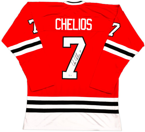 Chicago Blackhawks Chris Chelios Autographed Red Jersey Beckett BAS Witness Stock #233383