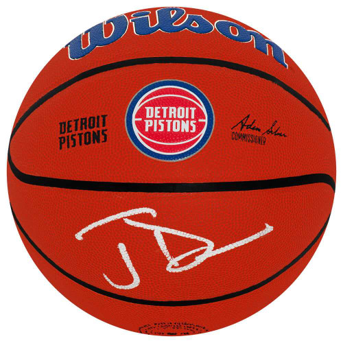 Joe Dumars Signed Detroit Pistons Logo Wilson NBA Basketball - Schwartz Authenticated