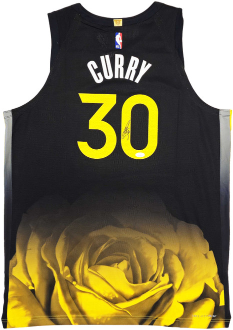 Golden State Warriors Stephen Curry Autographed Black Nike Authentic City Edition Jersey Size 52 JSA Stock #235682