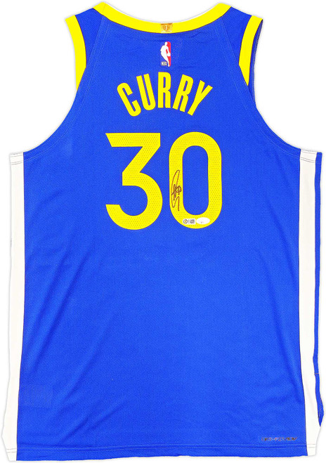 Golden State Warriors Stephen Curry Autographed Blue Nike Authentic Icon Edition Jersey Size 48 JSA Stock #235686