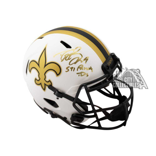 Drew Brees 571 Passing TDs Autographed Saints Lunar Eclipse Authentic Full-Size Helmet - BAS COA