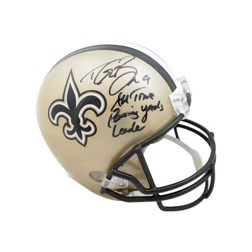 Drew Brees All Time Passing Yards Leader Autographed Saints Replica Full-Size Football Helmet - BAS COA