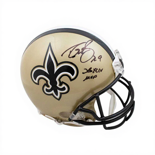 Drew Brees Signed Saints Full-Size Authentic Helmet – SB XLIV MVP Inscription – BAS COA