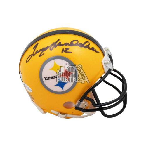 Terry Bradshaw Autographed Pittsburgh Steelers Gold Mini Football Helmet - BAS COA