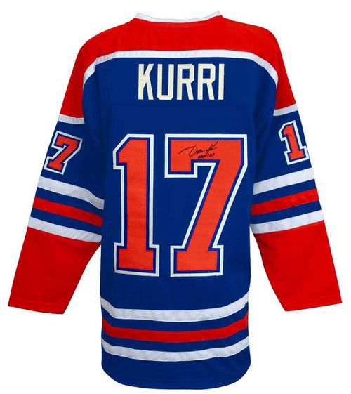 Jari Kurri Signed Blue Throwback Custom Hockey Jersey w/HOF'01 - Schwartz Authenticated