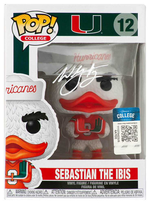 Willis McGahee Signed Miami Hurricanes NCAA 'Sebastian The Ibis' Mascot Funko Pop Doll #12 - Schwartz Authenticated