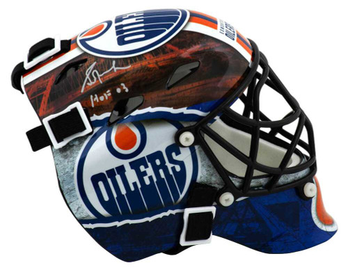 Grant Fuhr Signed Oilers Mini Hockey Goalie Mask w/HOF'03 - Schwartz Authenticated