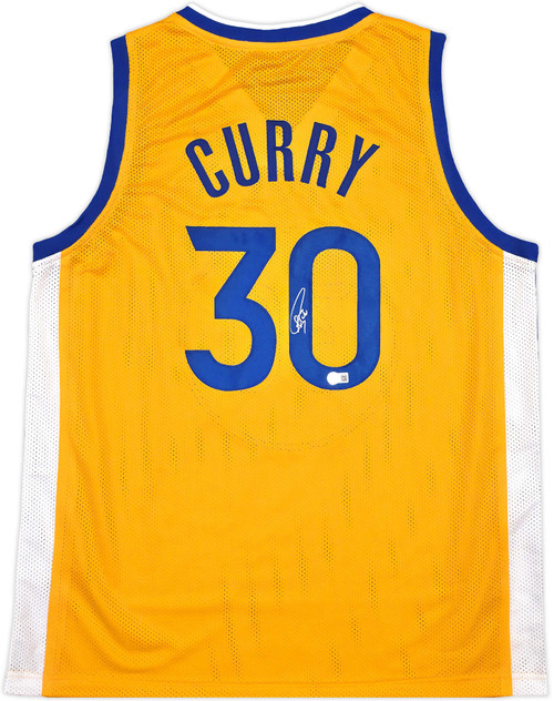 Golden State Warriors Stephen Curry Autographed Yellow Jersey Beckett BAS