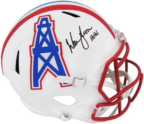 Warren Moon Signed Houston Oilers Throwback Riddell Full Size Speed Replica Helmet w/HOF'06 - Schwartz Authenticated
