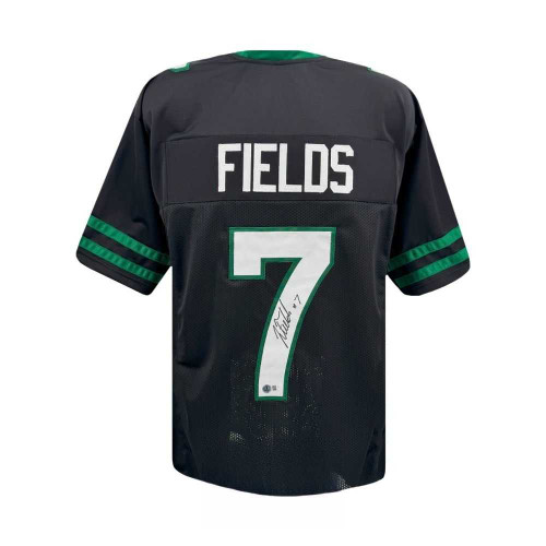 Justin Fields Autographed New York Jets Black Jersey - BAS