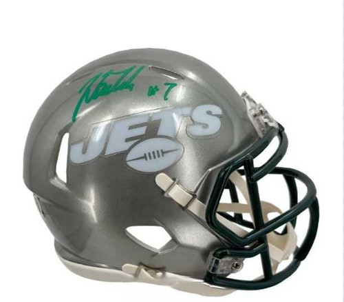 Justin Fields Autographed New York Jets Flash Mini Helmet - BAS