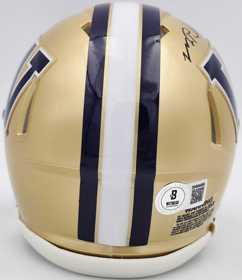 Michael Penix Jr. Autographed Washington Huskies Gold Speed Mini Helmet Beckett BAS Witness Stock #242577