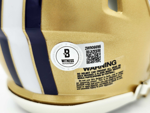 Michael Penix Jr. Autographed Washington Huskies Gold Speed Mini Helmet Beckett BAS Witness Stock #242577