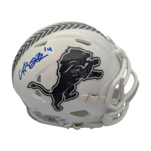 Amon-Ra St. Brown Autographed 2024 Salute To Service Riddell Mini Helmet - Beckett