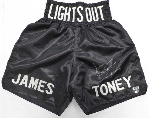 James Lights Out Toney Autographed Boxing Trunks Beckett BAS QR #BS30363