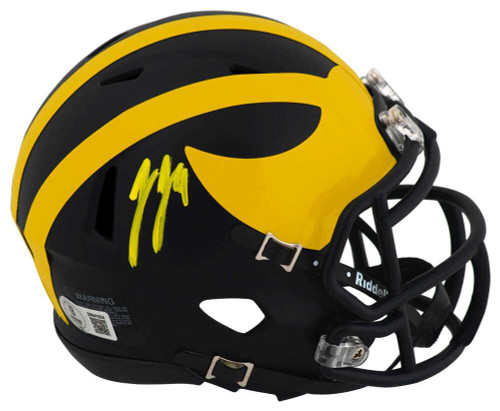 J.J. (JJ) McCarthy Signed Michigan Wolverines Riddell Speed Mini Helmet - Beckett