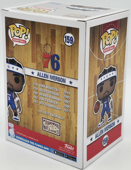 Allen Iverson Autographed Funko Pop Vinyl Figurine #159 Philadelphia 76ers Beckett BAS Witness Stock #252393