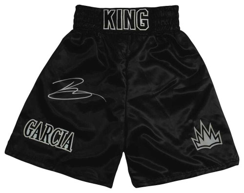 Ryan Garcia Signed King Garcia Black Trim Custom Boxing Trunks - (Beckett)