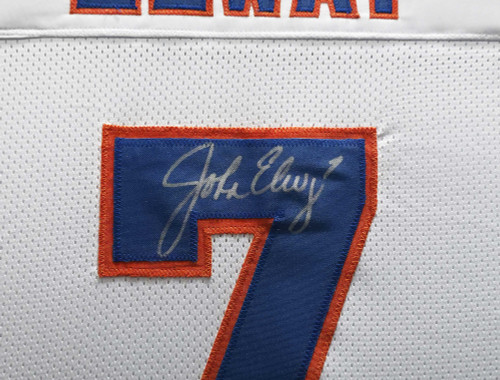Denver Broncos John Elway Autographed Framed White Jersey – Beckett BAS Witness