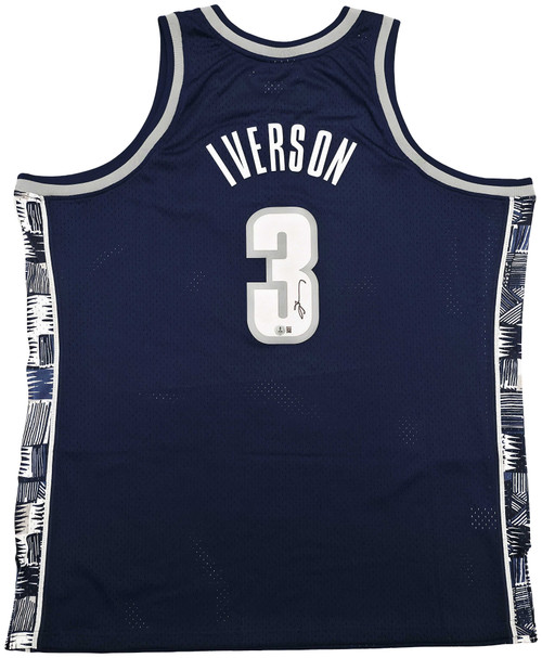 Allen Iverson Autographed Georgetown Hoyas Blue Mitchell & Ness 1995-96 College Vault Jersey 2XLT – Beckett BAS Witness