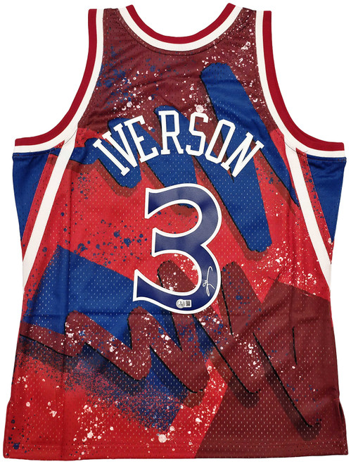 Allen Iverson Autographed 76ers Red Mitchell & Ness 1996-97 Hyper Hoops Jersey – Size XL – Beckett BAS Witness