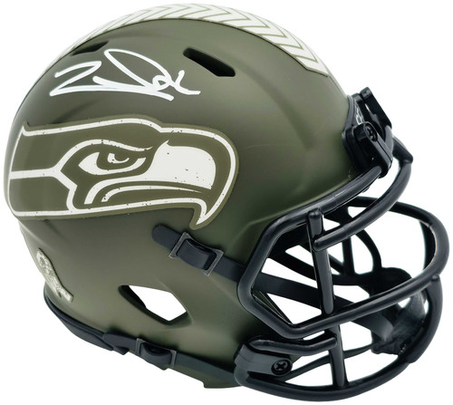 Zach Charbonnet Autographed Seattle Seahawks Army Green Salute to Service Speed Mini Helmet MCS Holo