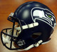 Russell Wilson Autographed Seattle Seahawks Full Size Speed Replica Helmet in Silver "SB XLVIII Champs" RW Holo Stock #94268