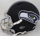 Russell Wilson Autographed Seattle Seahawks Matte Black Speed Full Size Replica Helmet In Silver RW Holo