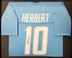 Los Angeles Chargers Justin Herbert Autographed Framed Powder Blue Jersey Beckett BAS