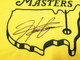 Hideki Matsuyama Autographed Yellow 2021 Masters Pin Flag Beckett BAS QR Stock #197174