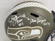Steve Largent & Jim Zorn Autographed Seattle Seahawks Camo Salute To Service Full Size Replica Speed Helmet "Go Hawks!" MCS Holo Stock #210443