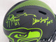 Steve Largent & Jim Zorn Autographed Seattle Seahawks Eclipse Black Full Size Authentic Speed Helmet "TD Seahawks!" MCS Holo Stock #210444