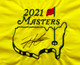 Hideki Matsuyama Autographed Yellow Framed 2021 Masters Logo Pin Flag Beckett BAS Stock #212664