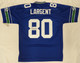 Seattle Seahawks Steve Largent Autographed Blue NFL Jersey Size L "HOF 95" Fanatics Holo #A256929