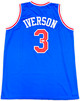 Philadelphia 76ers Allen Iverson Autographed Blue Jersey Beckett BAS Witness Stock #233364