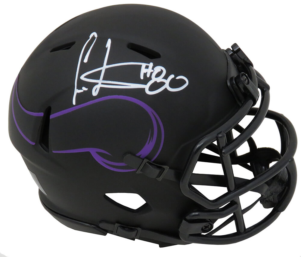 Minnesota Vikings CUSTOM Matte Black - Metallic Silver Mini Football Helmet